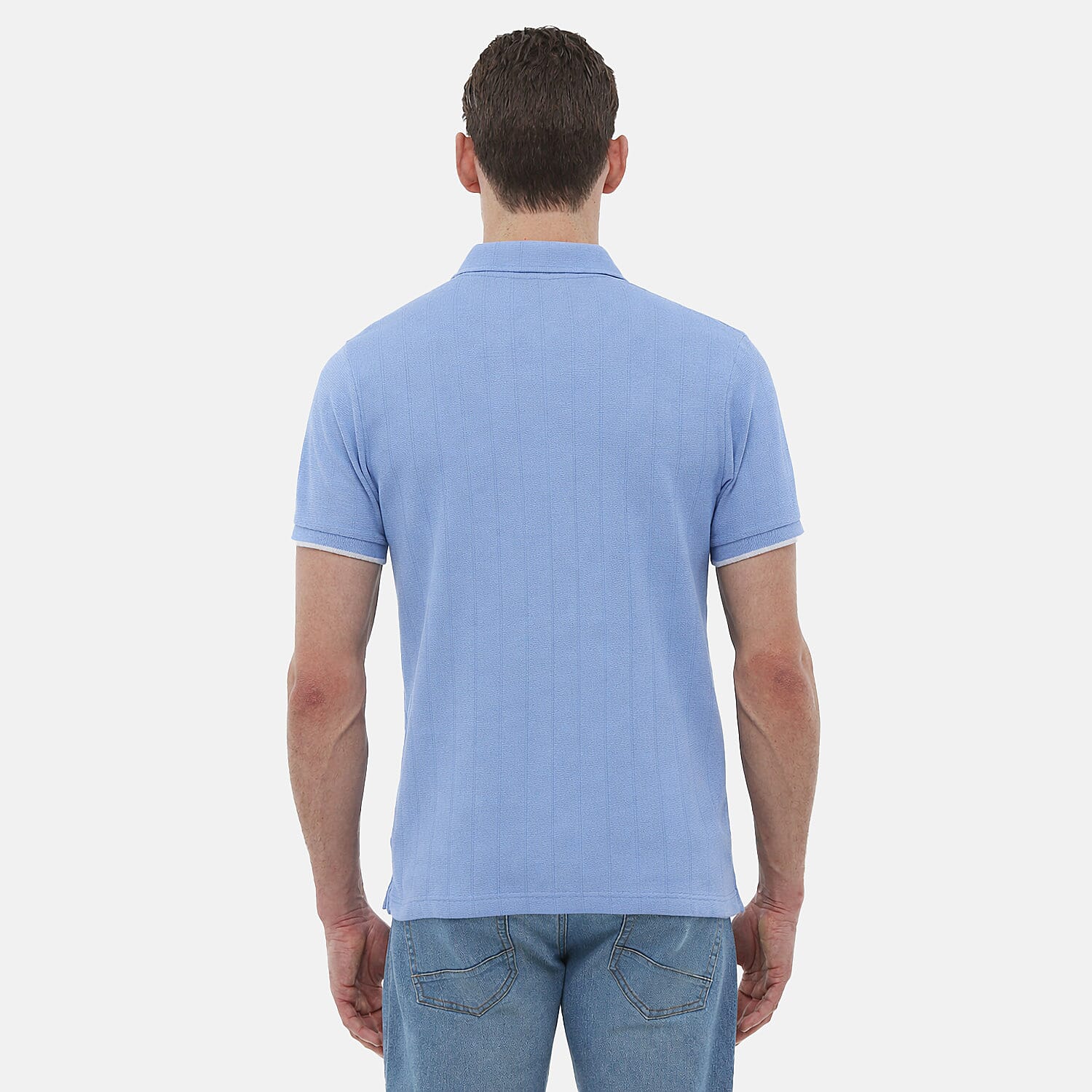 Bench Mens Cotton-Blend Quarter-Zip Textured Polo (Size L) - Blue