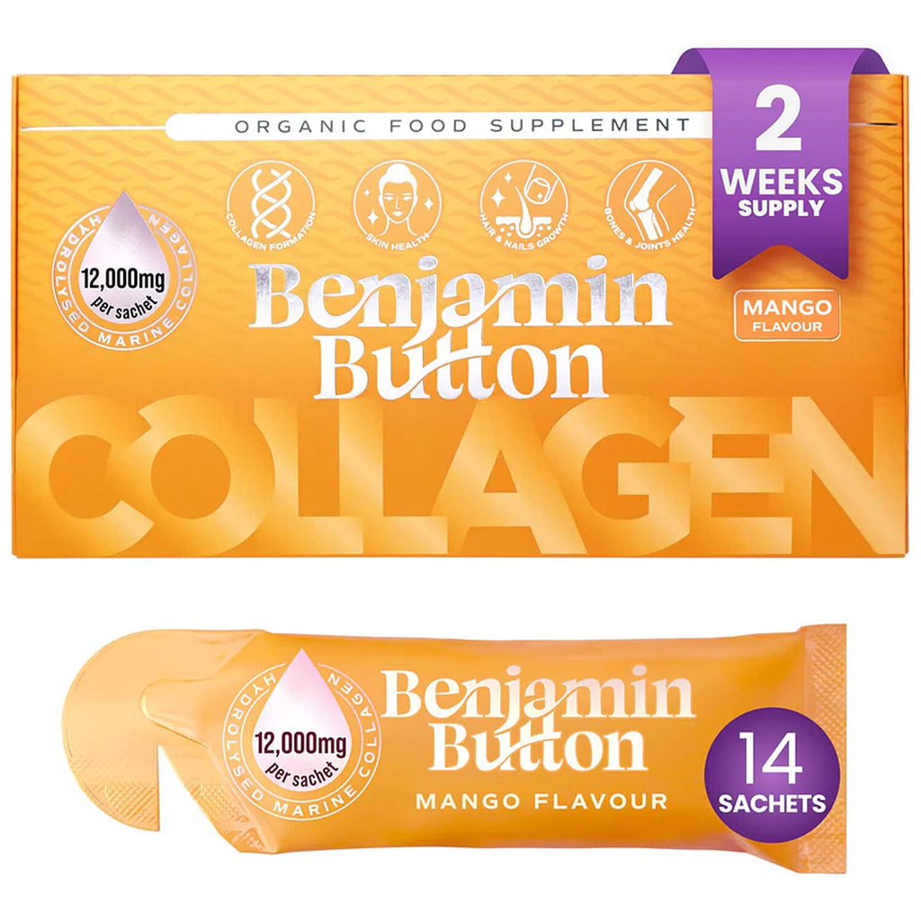 Benjamin Button Marine Collagen Liquid Sachets - Mango Flavour (14 Sachets x 12,000mg)