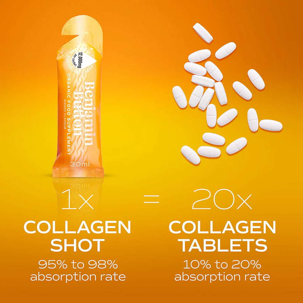 Benjamin Button Marine Collagen Liquid Sachets - Mango Flavour (14 Sachets x 12,000mg)