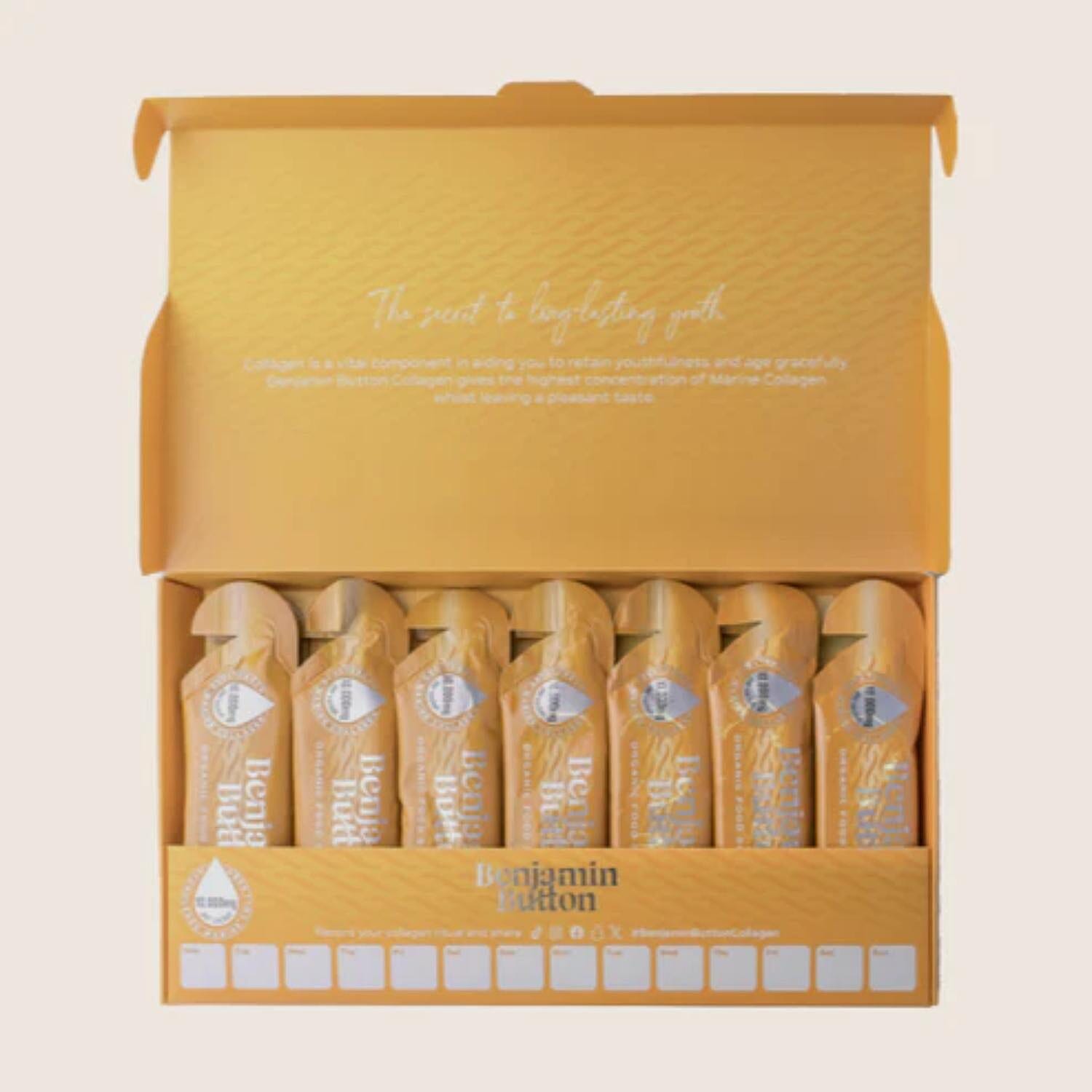 Benjamin Button Marine Collagen Liquid Sachets - Mango Flavour (14 Sachets x 12,000mg)