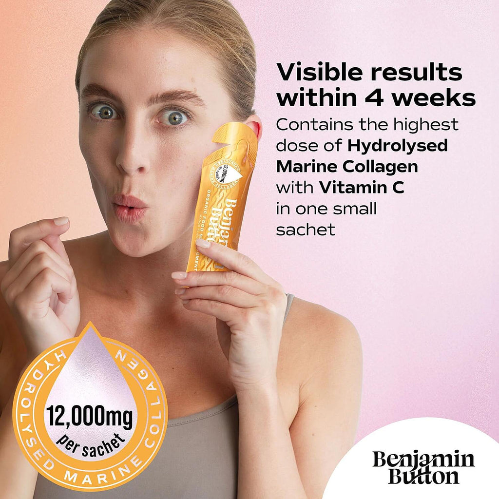 Benjamin Button Marine Collagen Liquid Sachets - Mango Flavour (14 Sachets x 12,000mg)