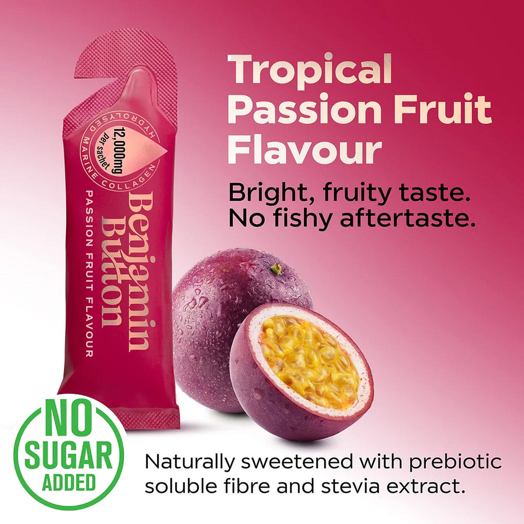 Benjamin Button Menopause Collagen Passionfruit Sachets - 14 Pack (2 Weeks Supply) 12,000mg
