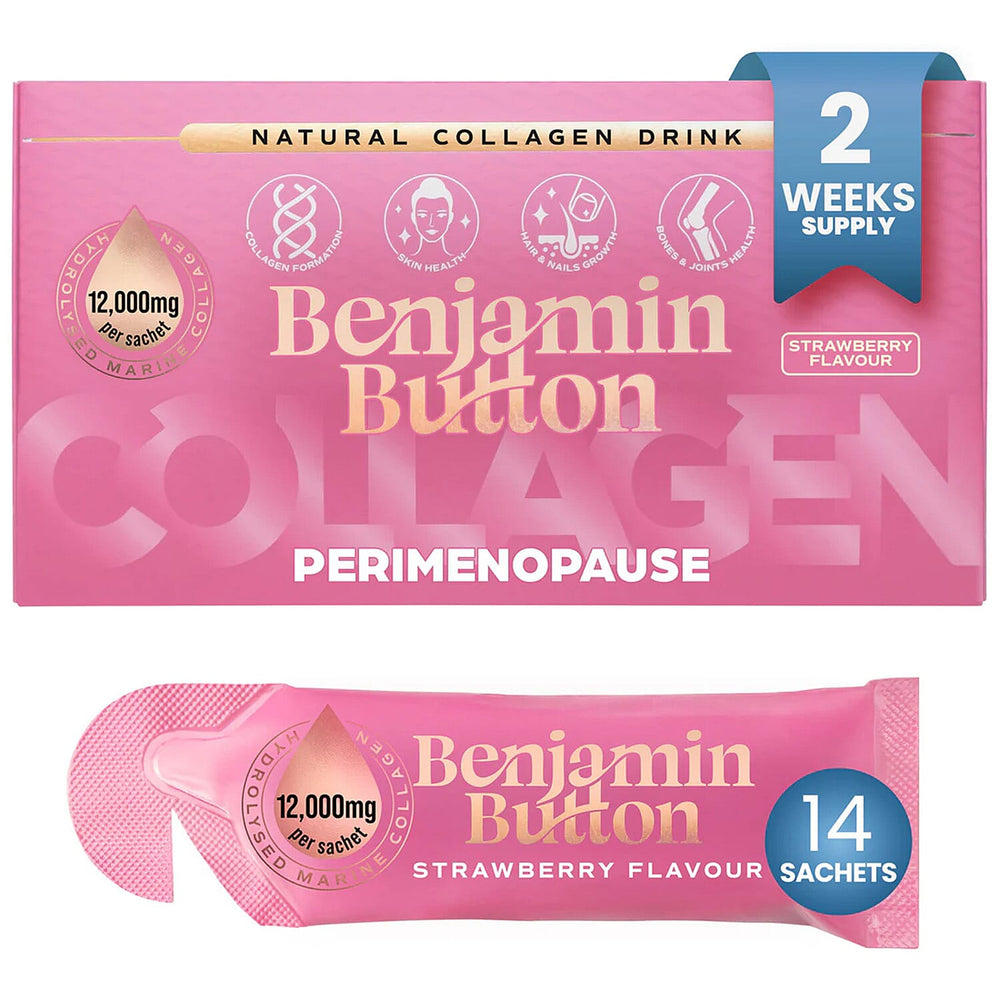 Benjamin Button Perimenopause Collagen Strawberry Sachets - 14 Pack (2 Weeks Supply) 12,000mg