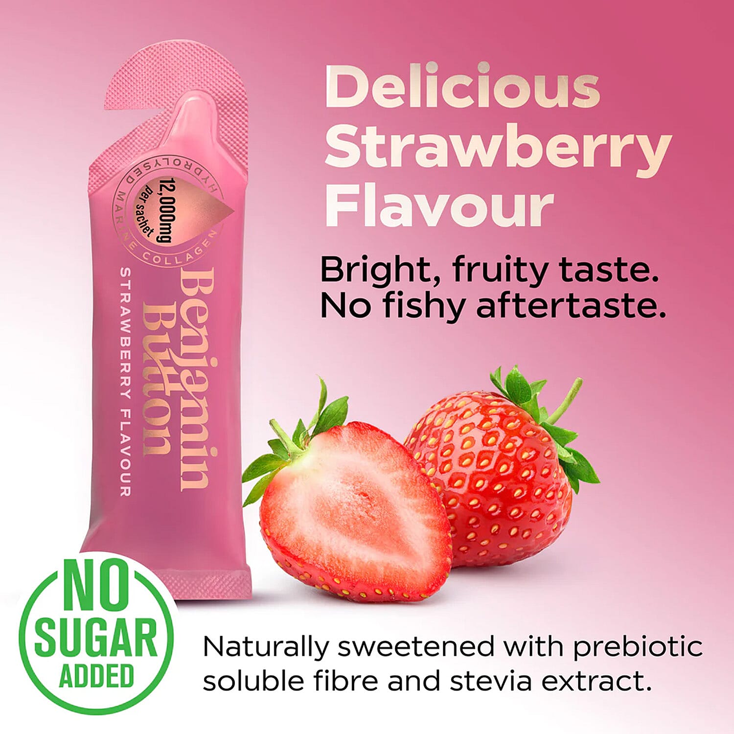 Benjamin Button Perimenopause Collagen Strawberry Sachets - 14 Pack (2 Weeks Supply) 12,000mg
