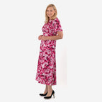 Bershka Floral Print Midi Dress (Size 20) - Pink