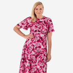 Bershka Floral Print Midi Dress (Size 22) - Pink