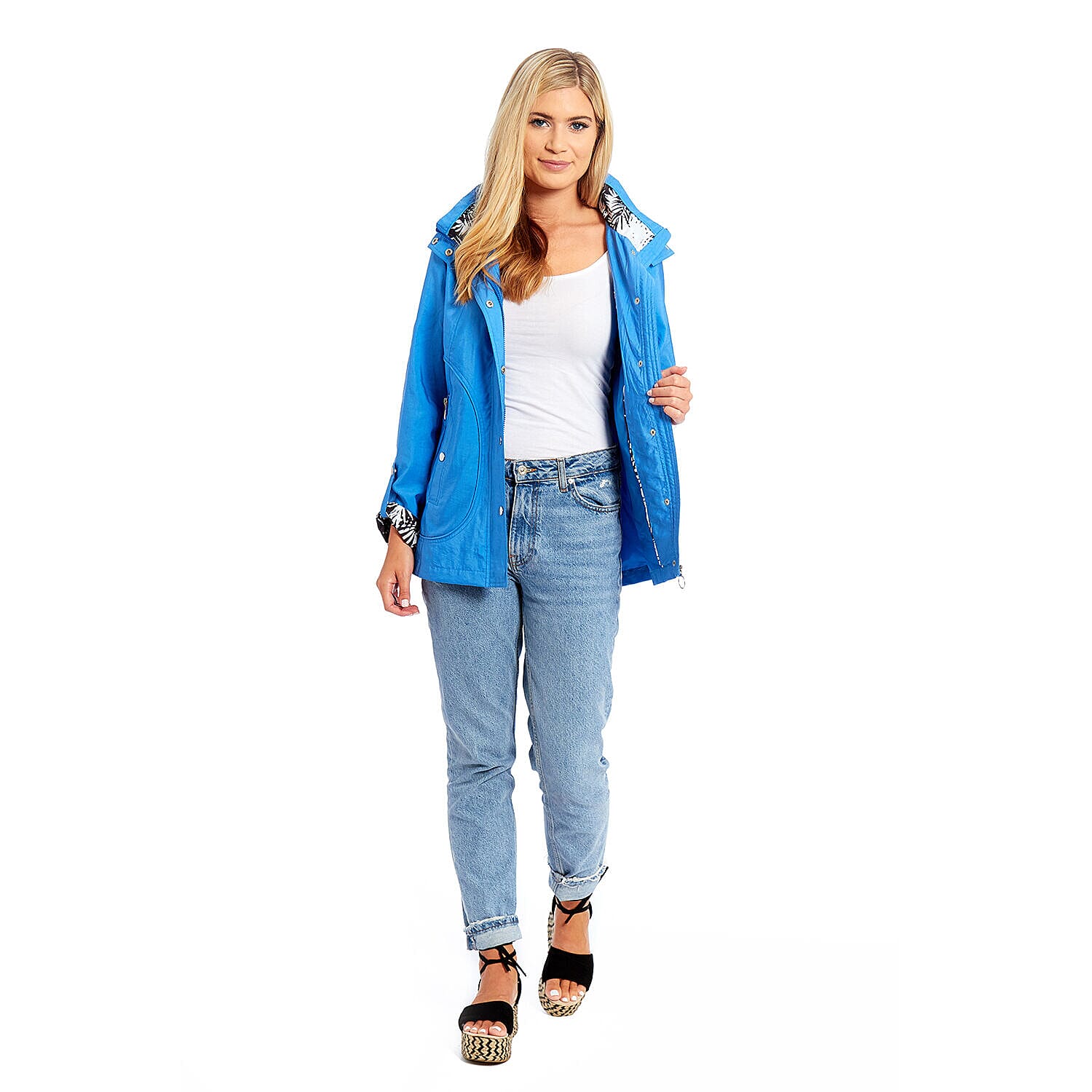Betty Kay - Ladies Hooded Lightweight Woven Jacket (Size 12)- Electric Blue