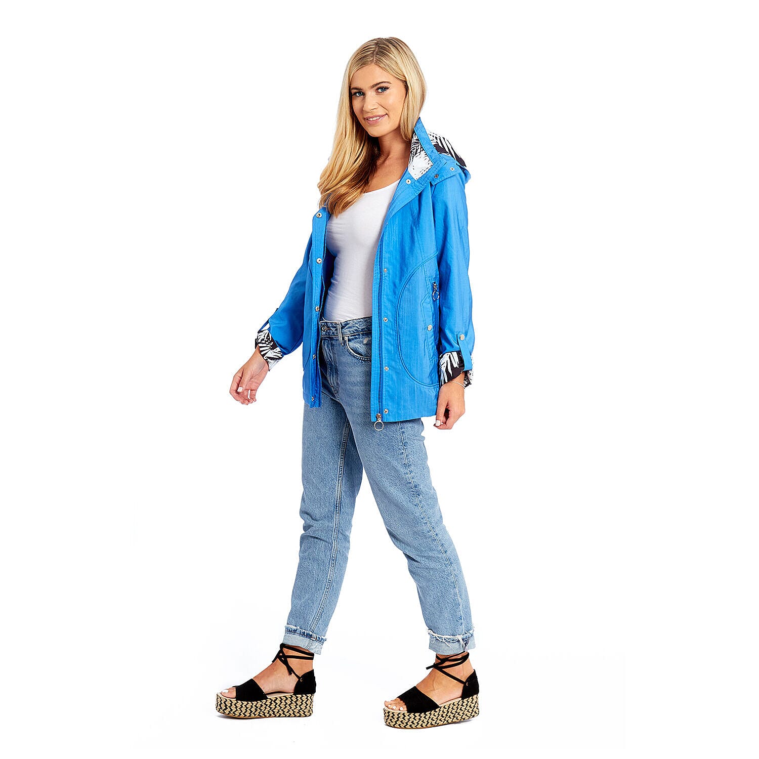 Betty Kay - Ladies Hooded Lightweight Woven Jacket (Size 12)- Electric Blue