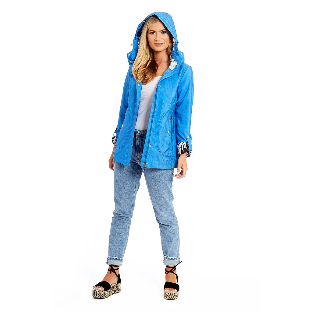 Betty Kay - Ladies Hooded Lightweight Woven Jacket (Size 12)- Electric Blue