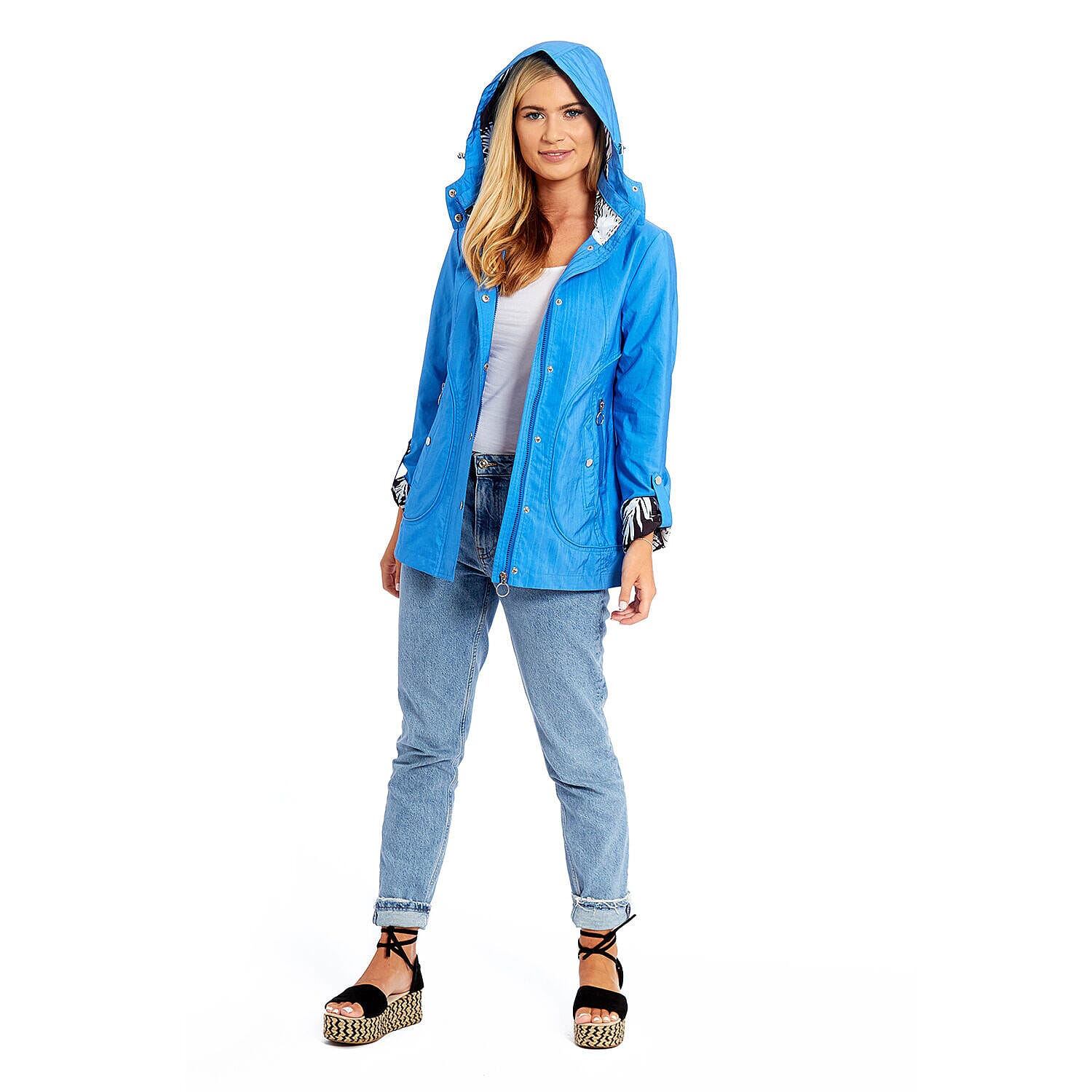 Betty Kay - Ladies Hooded Lightweight Woven Jacket (Size 12)- Electric Blue