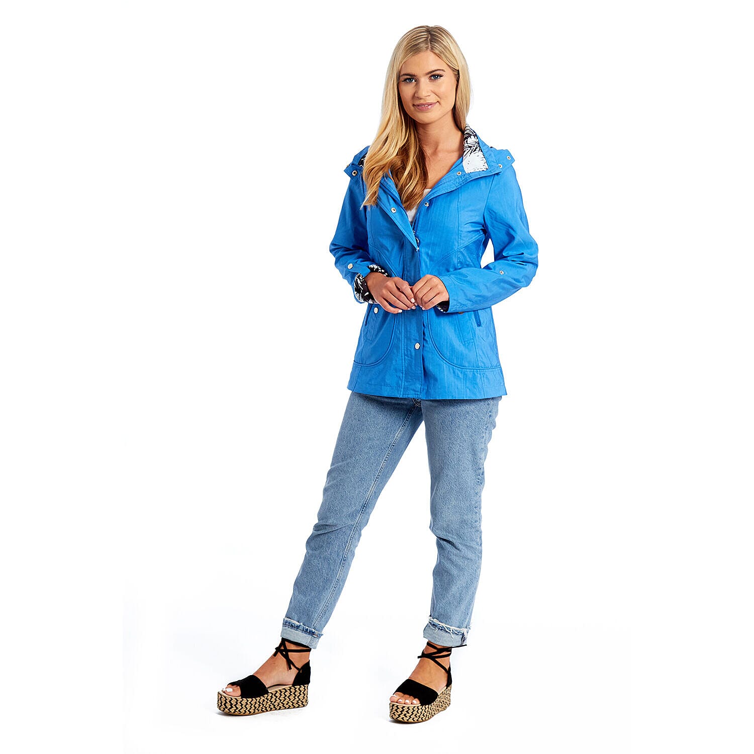 Betty Kay - Ladies Hooded Lightweight Woven Jacket (Size 18) - Electric Blue