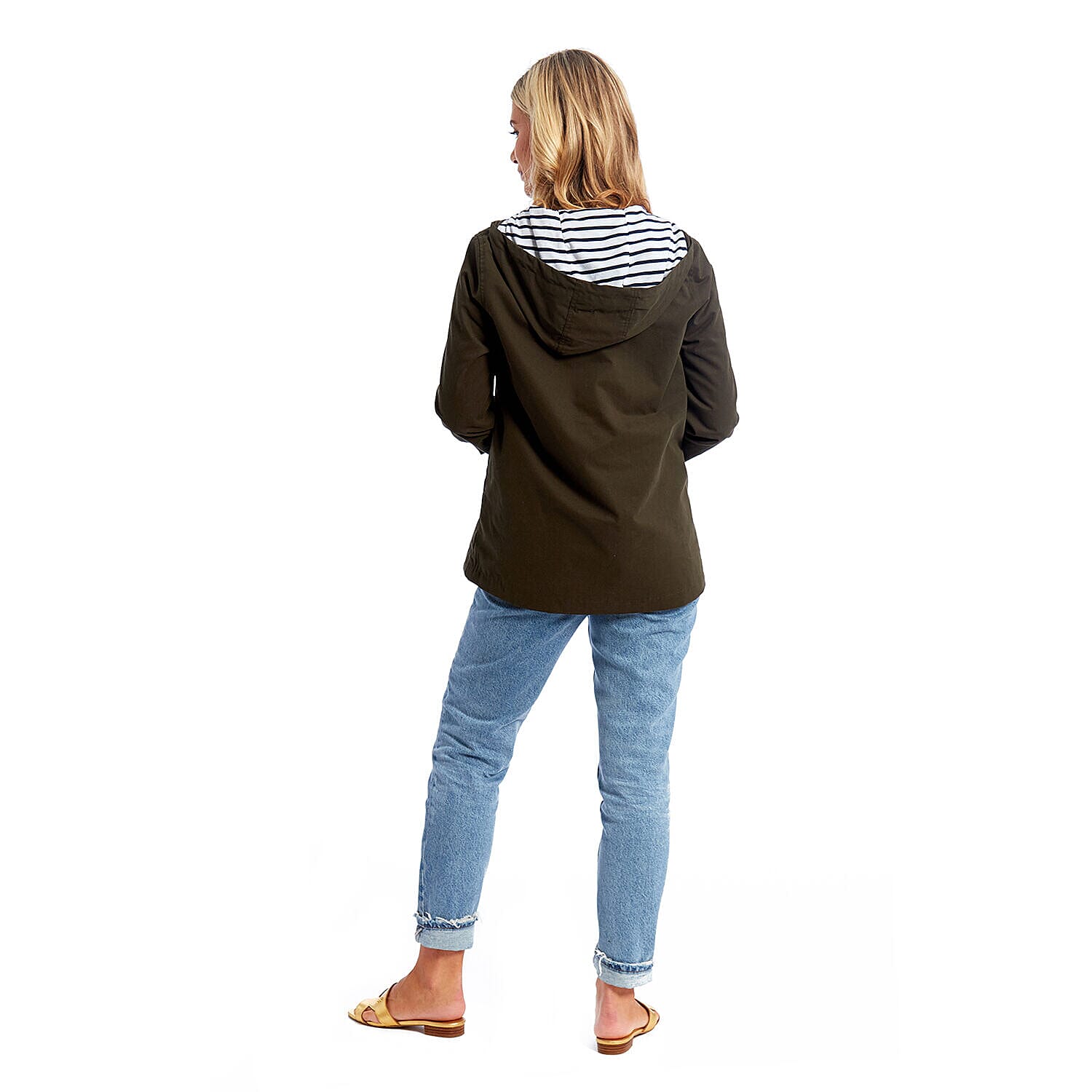 Betty Kay - Ladies Stripe Lined Cotton Jacket (Size 18) - Khaki