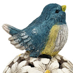 Bird Floral Ball with Solar Light (Size 14x14x26 cm) - Blue - White