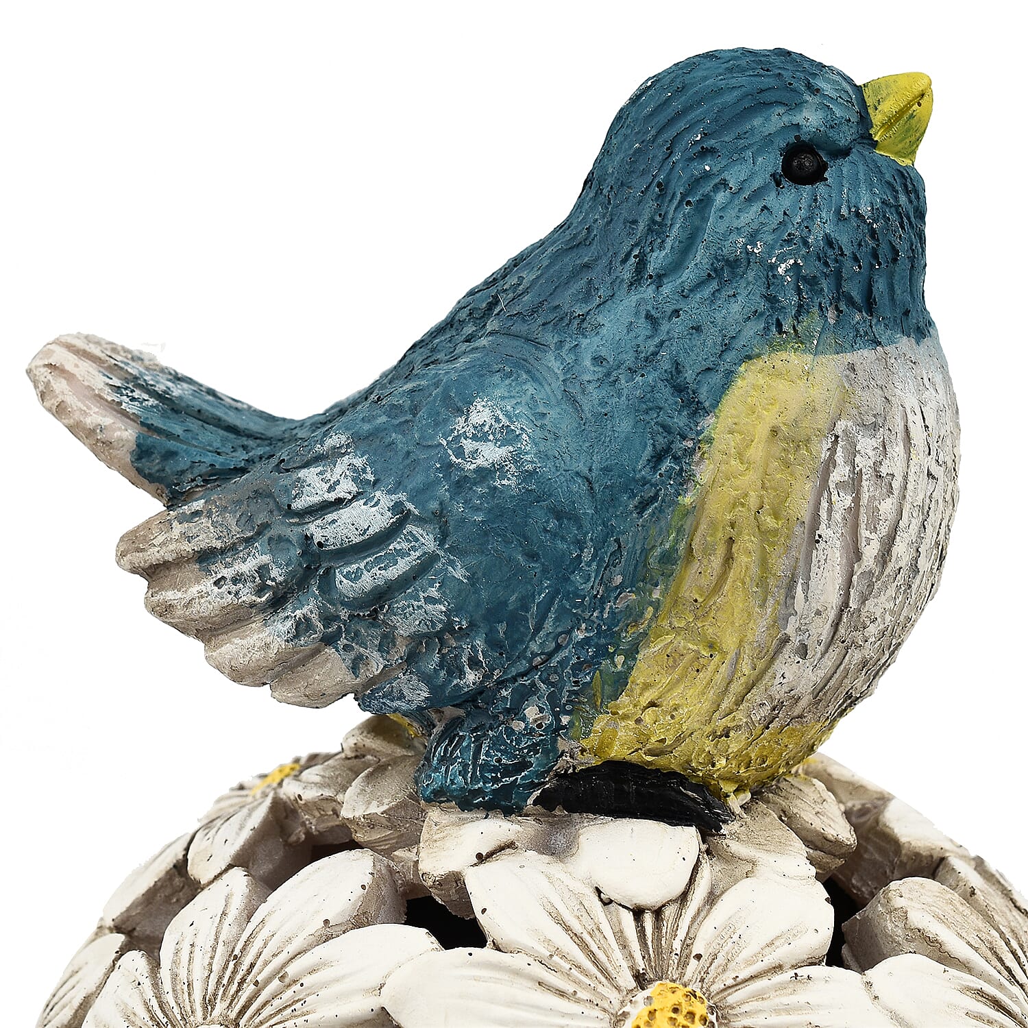 Bird Floral Ball with Solar Light (Size 14x14x26 cm) - Blue - White