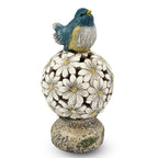 Bird Floral Ball with Solar Light (Size 14x14x26 cm) - Blue - White