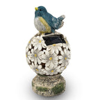 Bird Floral Ball with Solar Light (Size 14x14x26 cm) - Blue - White