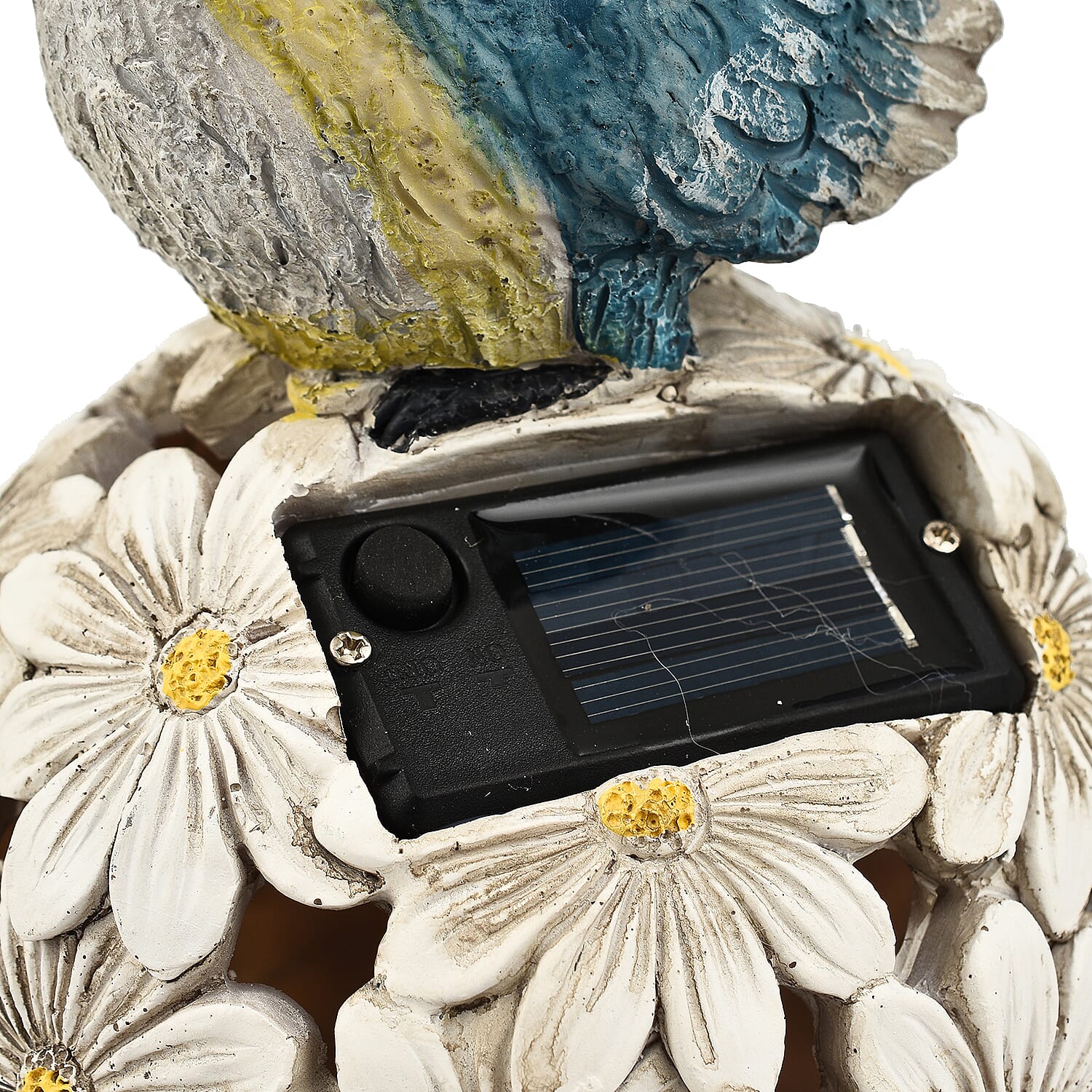 Bird Floral Ball with Solar Light (Size 14x14x26 cm) - Blue - White
