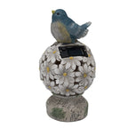 Bird Floral Ball with Solar Light (Size 14x14x26 cm) - Blue - White