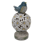 Bird Floral Ball with Solar Light (Size 14x14x26 cm) - Blue - White