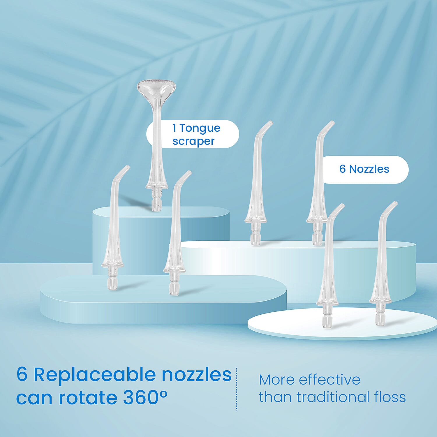 Bitvae Cordless Water Flosser with 5 Nozzles - Tongue Scraper - 3 Pressure Settings - White
