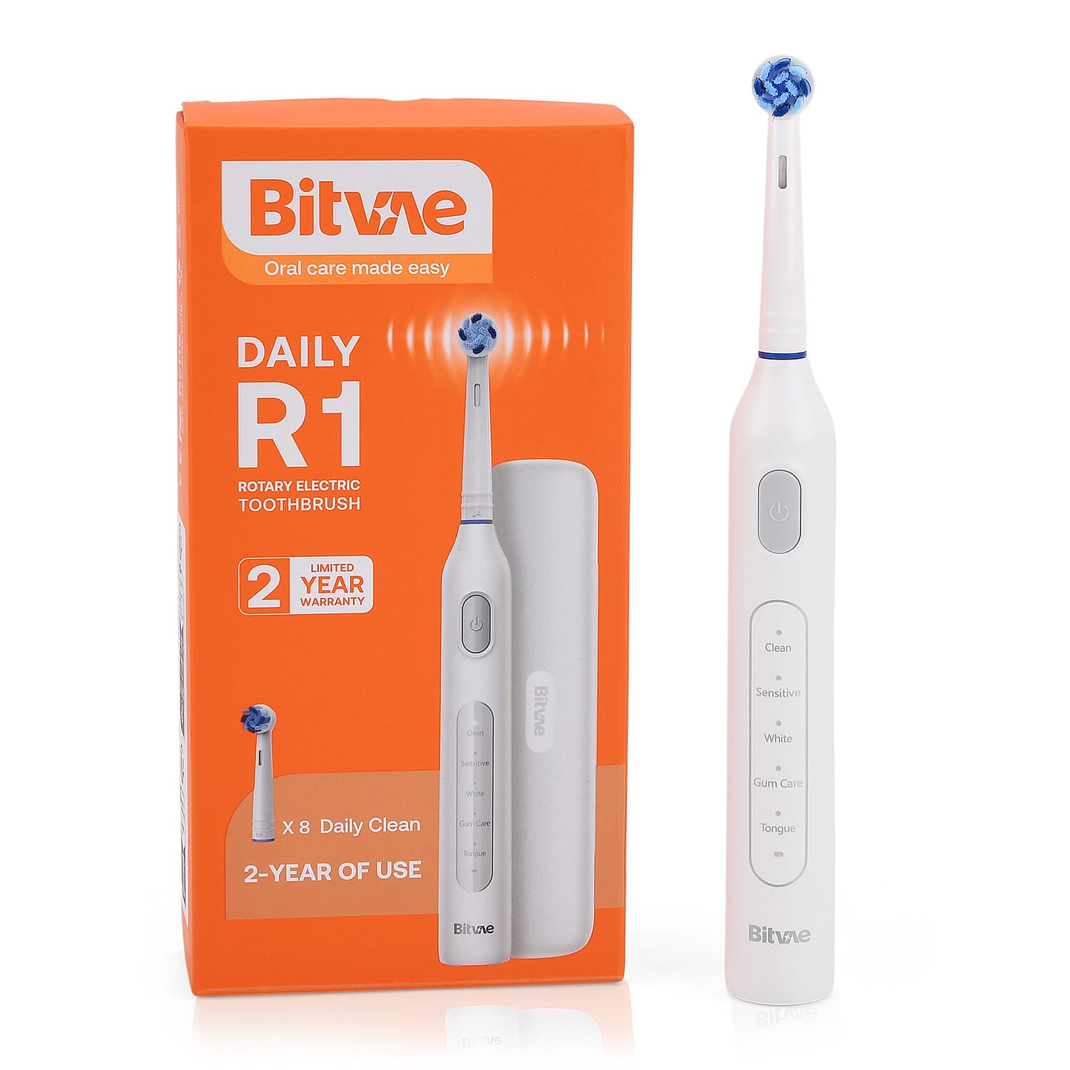 Bitvae- Electric Toothbrush with 60-Day Battery Life | 5 Modes, USB Charging & 8 Dupont Brush Heads (IPX7)