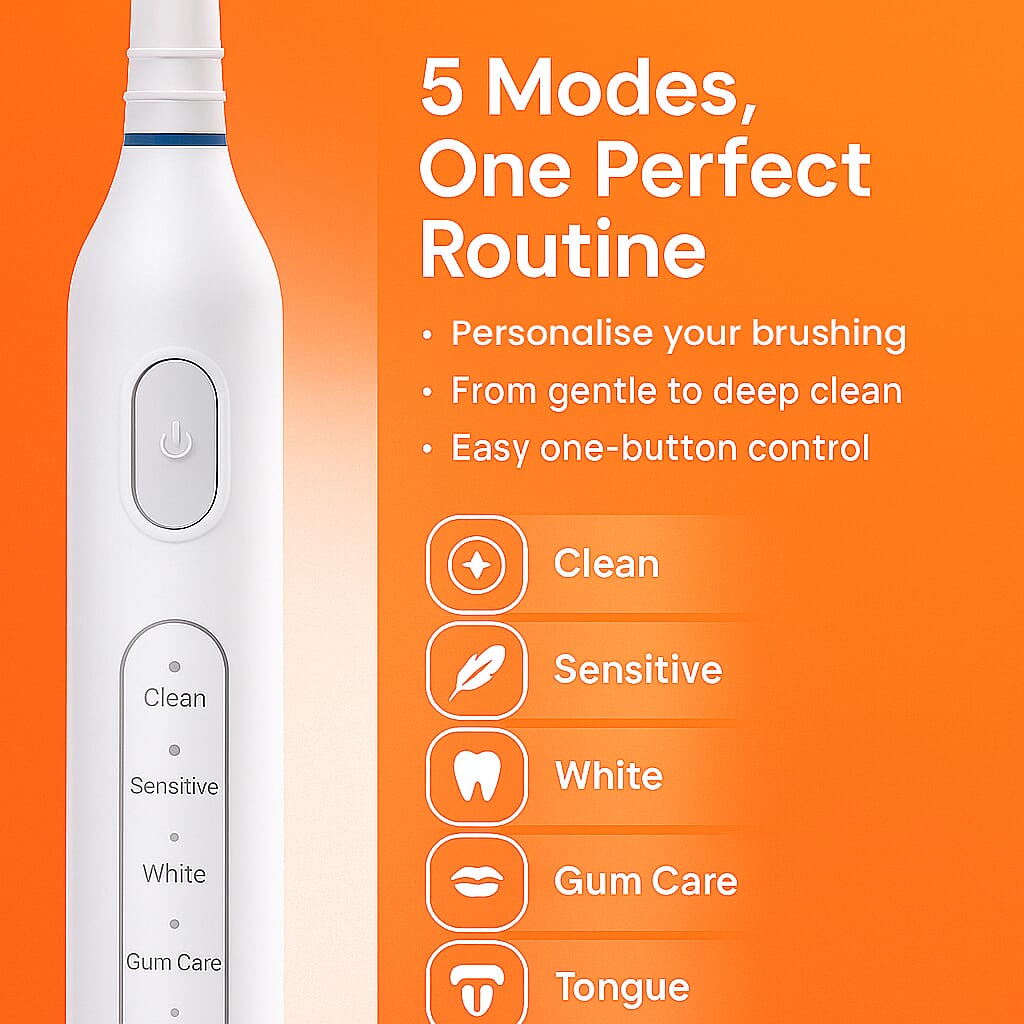 Bitvae- Electric Toothbrush with 60-Day Battery Life | 5 Modes, USB Charging & 8 Dupont Brush Heads (IPX7)