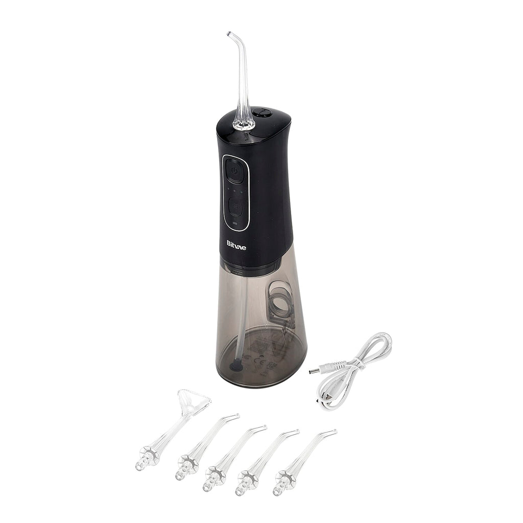 Bitvae Cordless Water Flosser with 5 Nozzles & Tongue Scraper - 3 Pressure Settings - Black