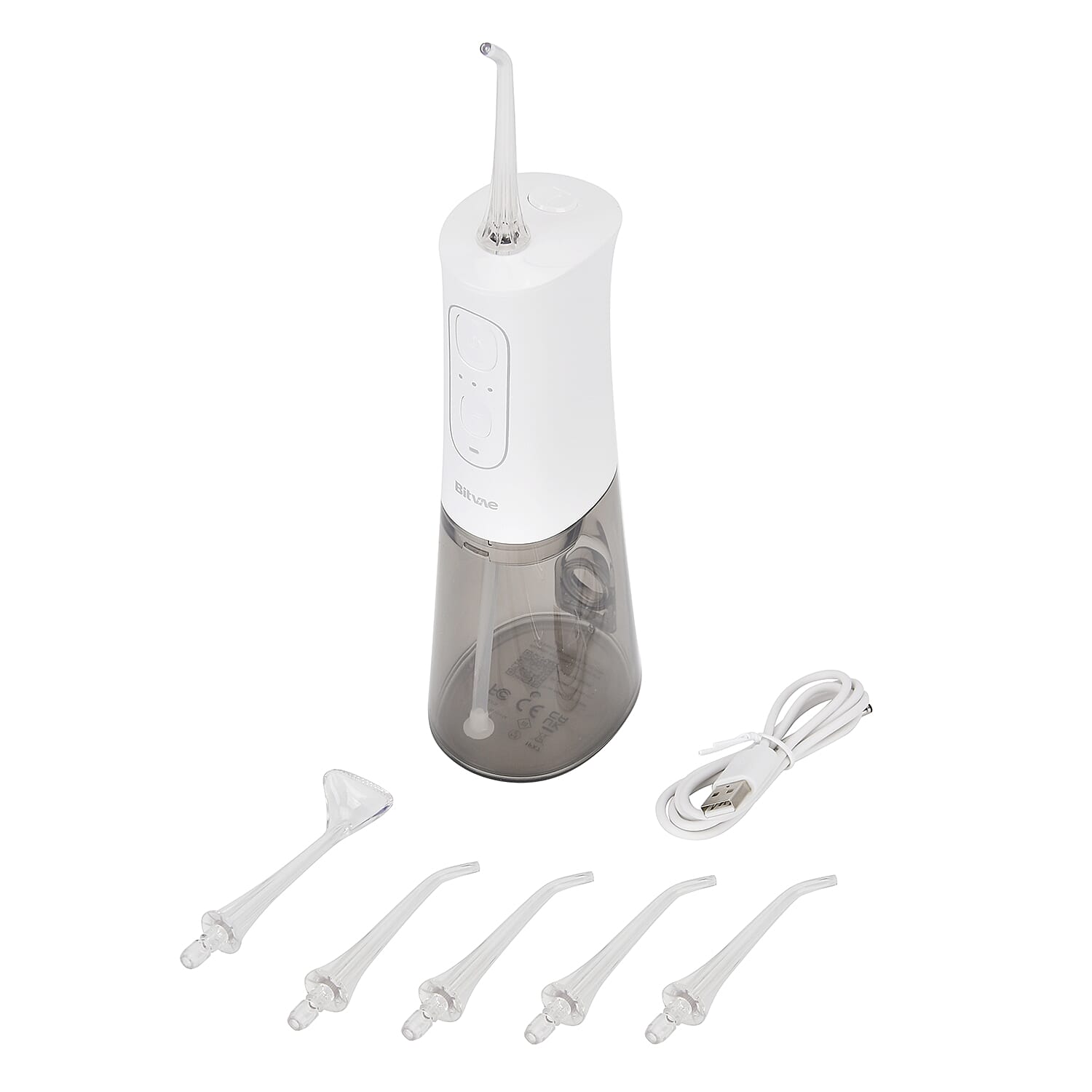Bitvae Cordless Water Flosser with 5 Nozzles - Tongue Scraper - 3 Pressure Settings - White
