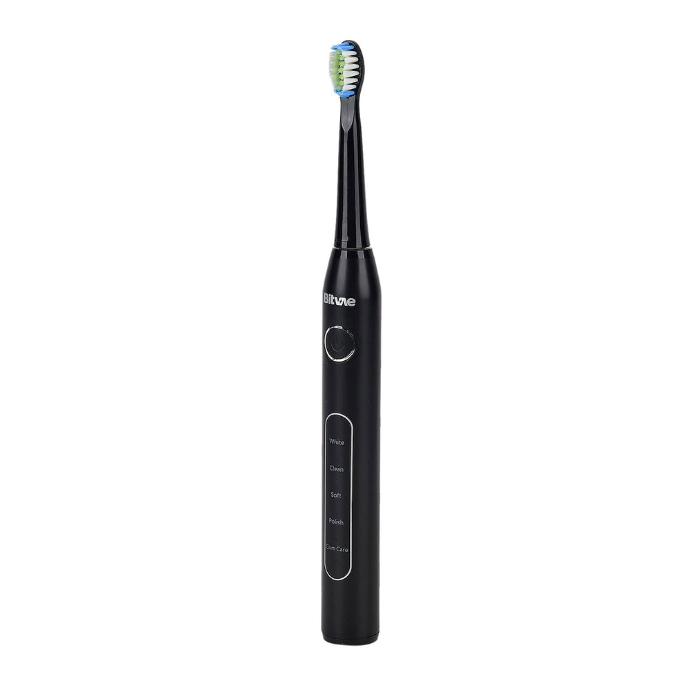 Bitvae Set of Sonic Toothbrush With 4 Replacement Heads, 5 Modes & Smart Timer With Water Flosser With 4 Replacent Heads - Black