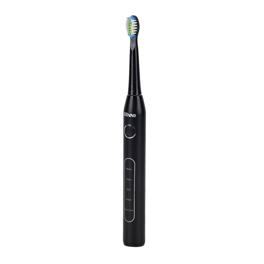 Bitvae Set of Sonic Toothbrush With 4 Replacement Heads, 5 Modes & Smart Timer With Water Flosser With 4 Replacent Heads - Black