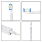 Bitvae Set of Sonic Toothbrush With 4 Replacement Heads, 5 Modes & Smart Timer With Water Flosser With 4 Replacent Heads - White