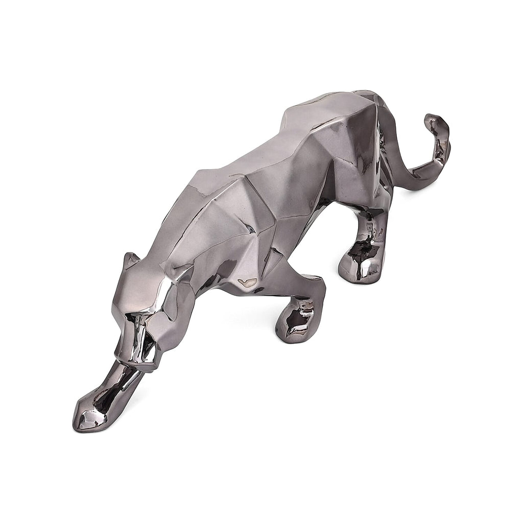 Ornamental Leopard Resin Sculpture (Size 40x10x13cm) - Black