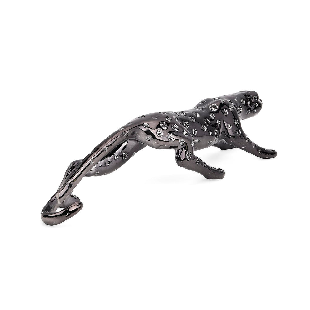 Ornamental Leopard Resin Sculpture (Size 40x8x8cm) - Grey