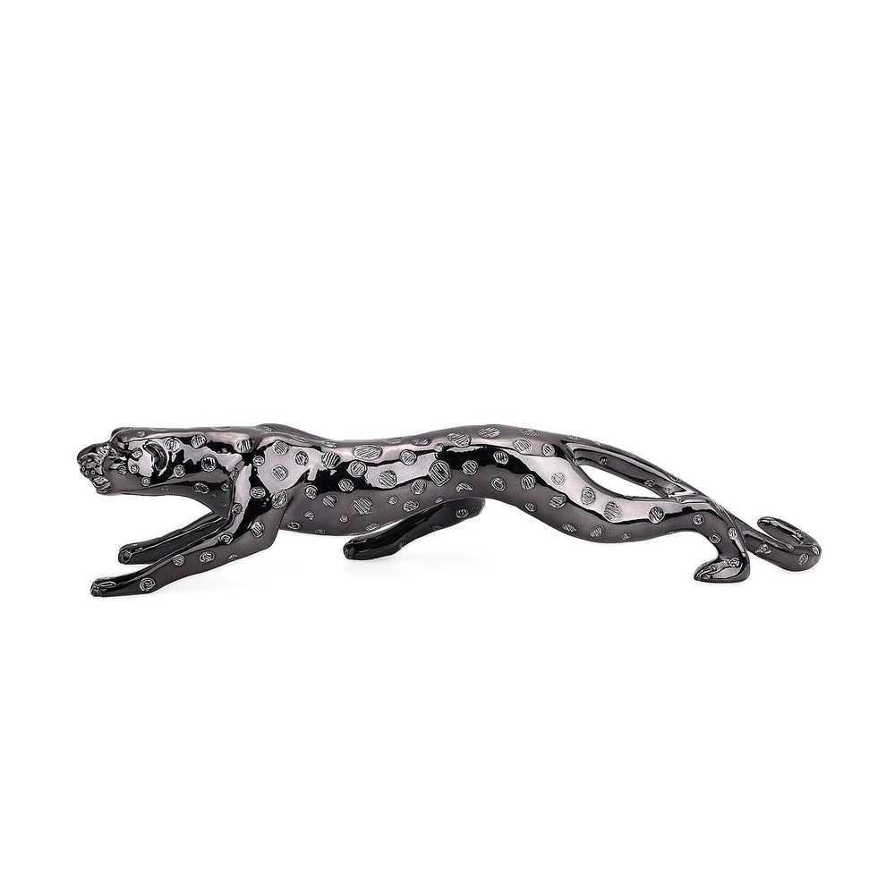 Ornamental Leopard Resin Sculpture (Size 40x8x8cm) - Grey
