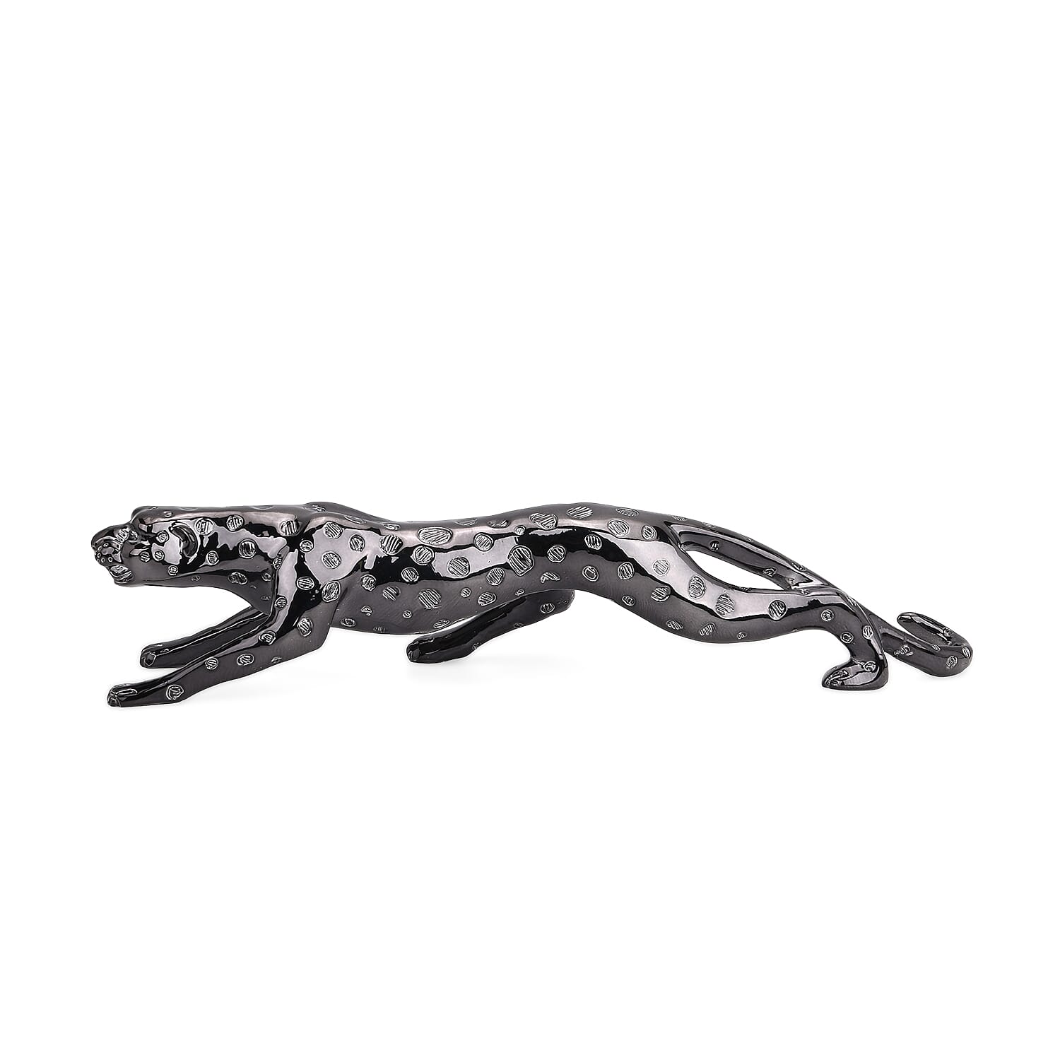 Ornamental Leopard Resin Sculpture (Size 40x8x8cm) - Grey