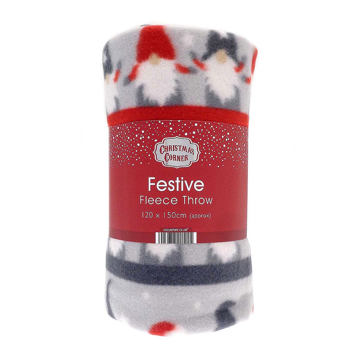 Christmas Gonk Design Fleece Blanket (150cm x 120cm) - Grey