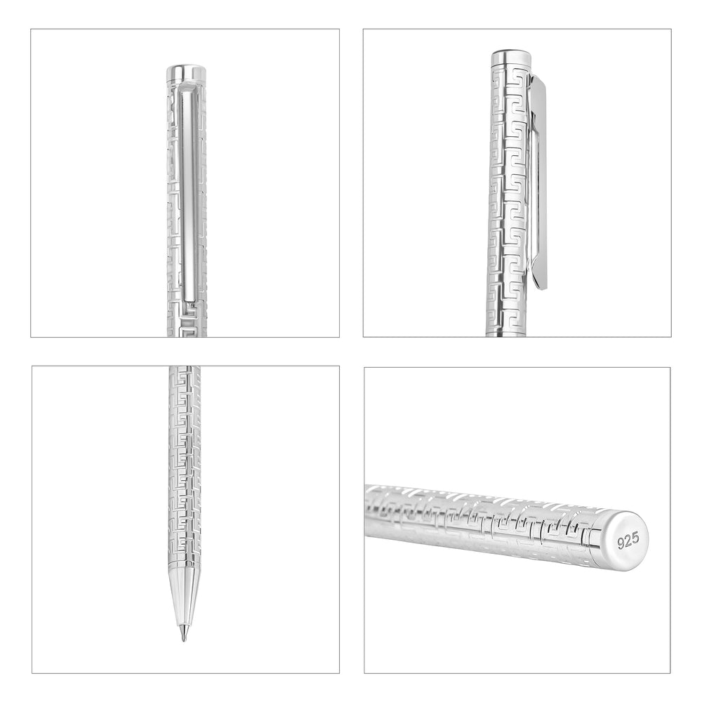 Bliss - Beyond 925 Sterling Silver Ball Pen with Extra Refill - Square