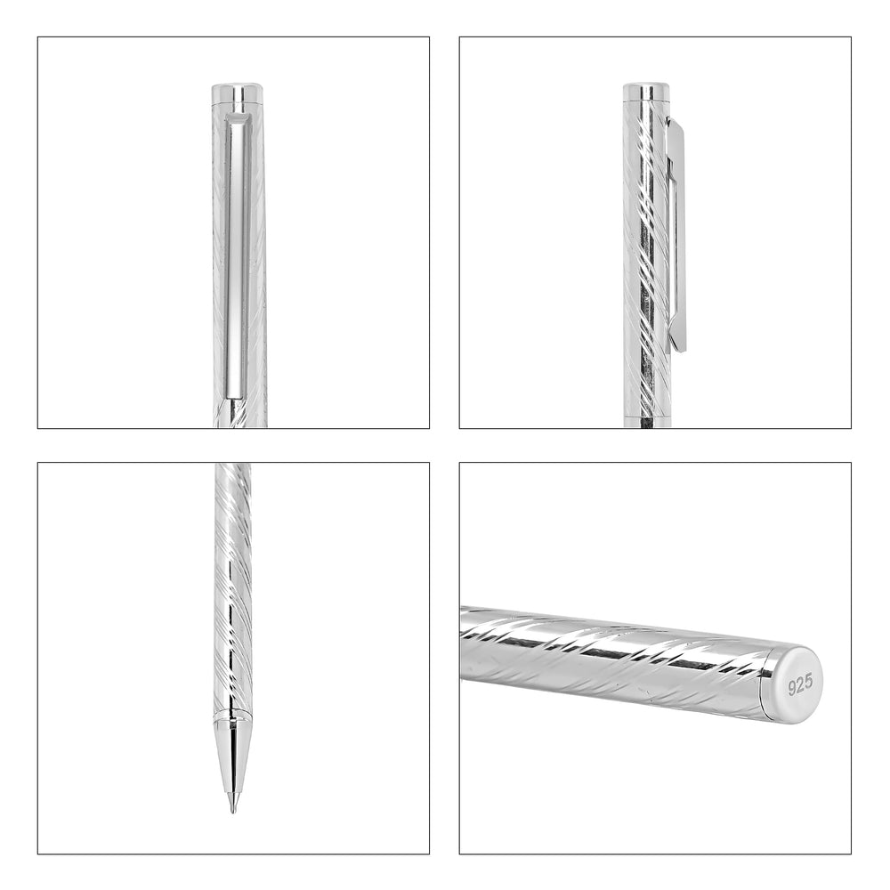 Bliss - Beyond 925 Sterling Silver Ball Pen with 1 Extra Refill - Wave