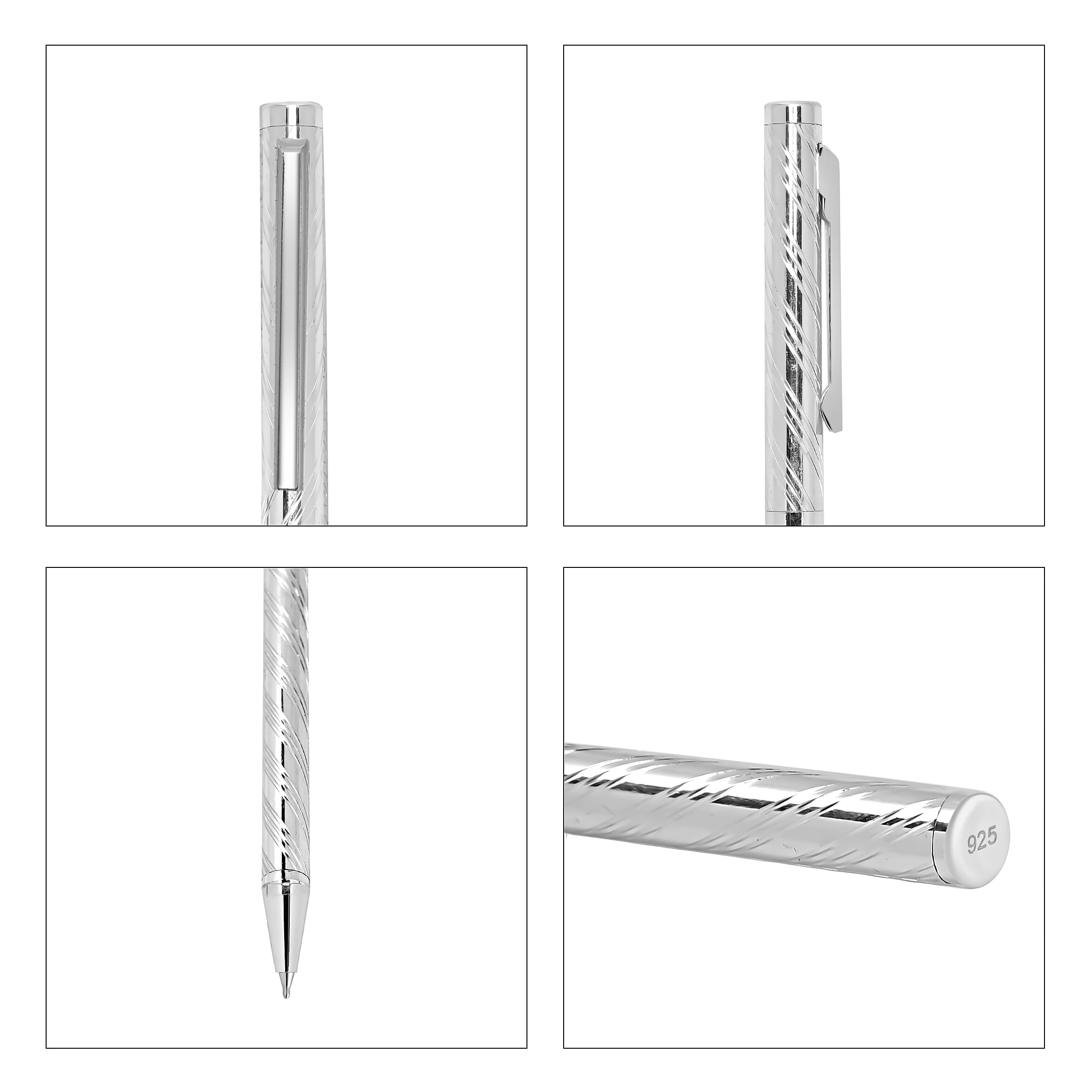 Bliss - Beyond 925 Sterling Silver Ball Pen with 1 Extra Refill - Wave