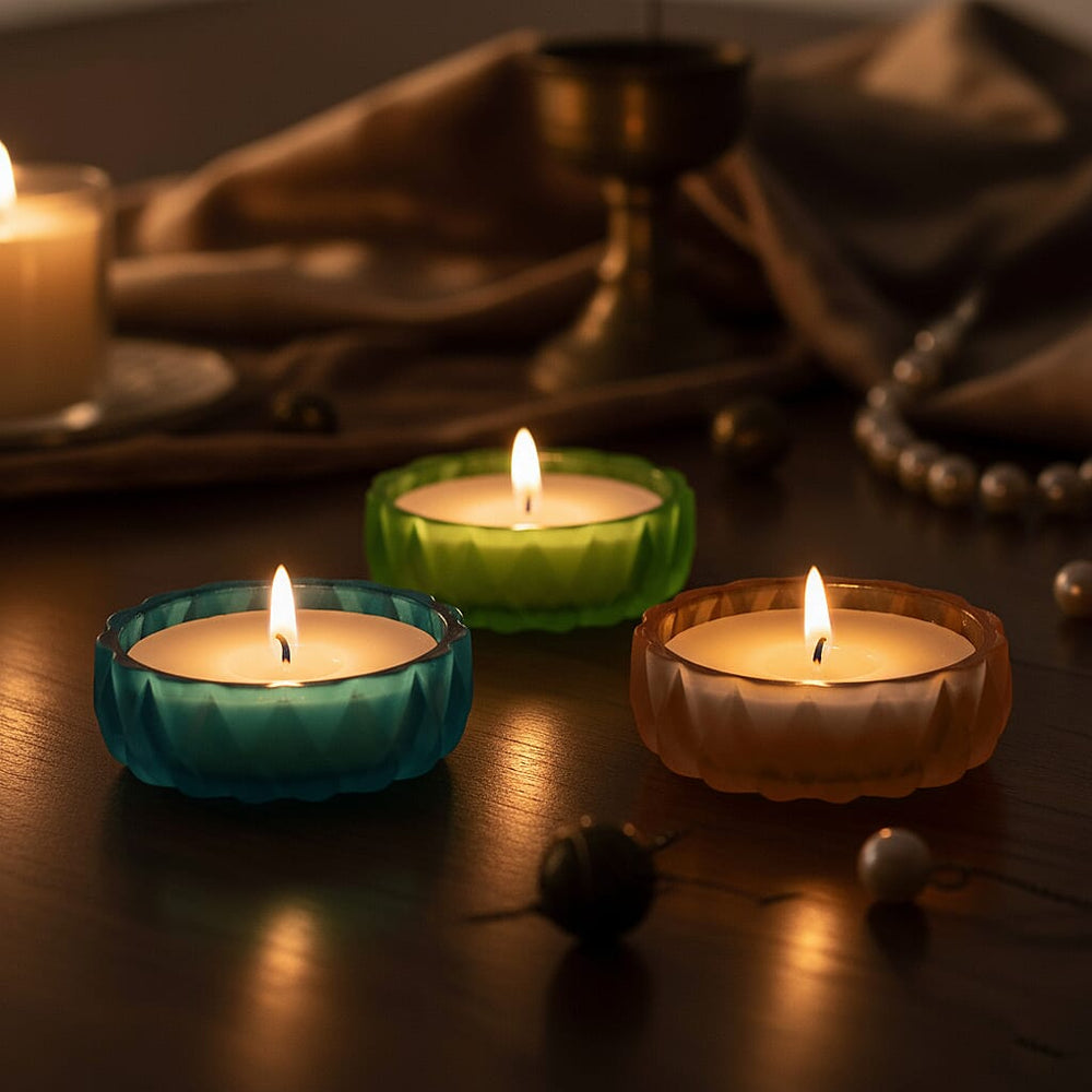 Bliss - Beyond English Oak, Coconut Vanilla - French Coffee Scented Candle (50g) - Coffee, Blue - Green