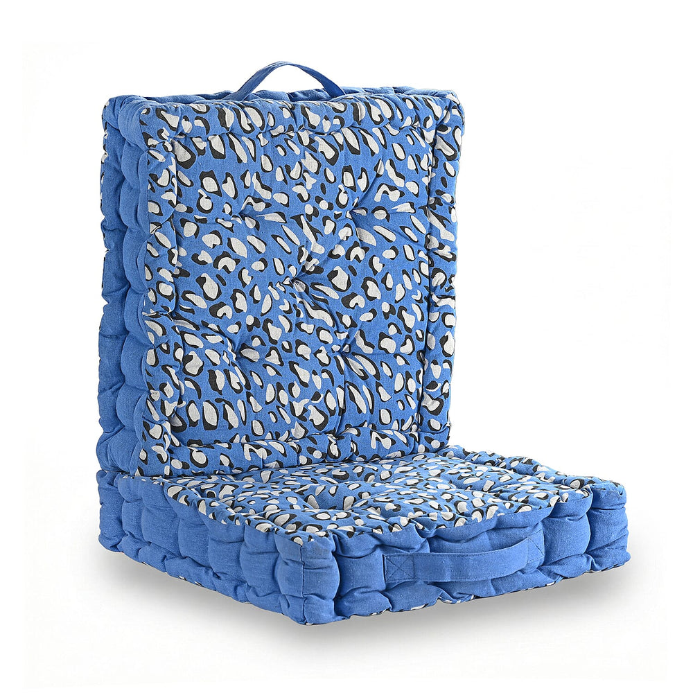 Bliss - Beyond Set of 2 Cotton Printed Floor Cushion (40x40x8 cm) - Blue