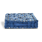 Bliss - Beyond Set of 2 Cotton Printed Floor Cushion (40x40x8 cm) - Blue