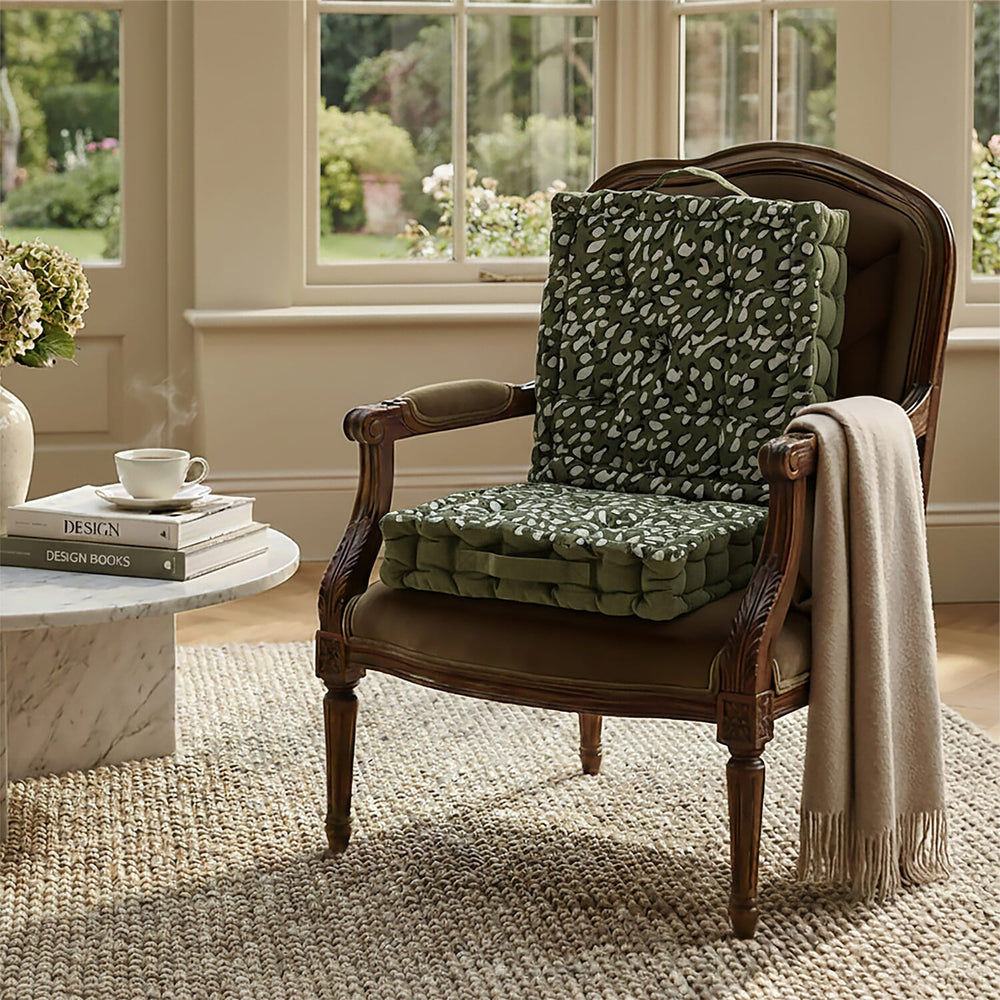 Bliss - Beyond Set of 2 Cotton Printed Floor Cushion (40x40x8 cm) - Green