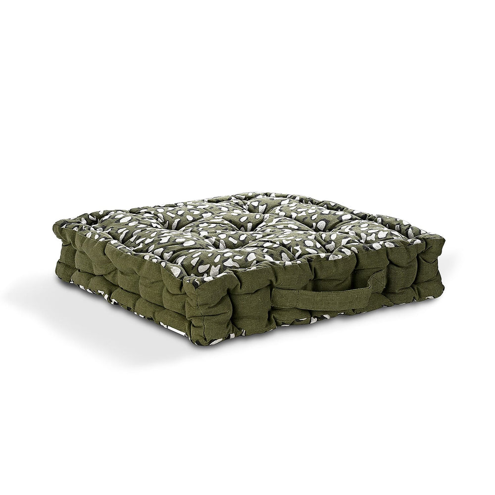 Bliss - Beyond Set of 2 Cotton Printed Floor Cushion (40x40x8 cm) - Green