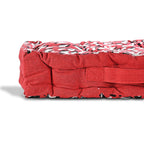 Bliss - Beyond Set of 2 Cotton Printed Floor Cushion (40x40x8 cm) - Red