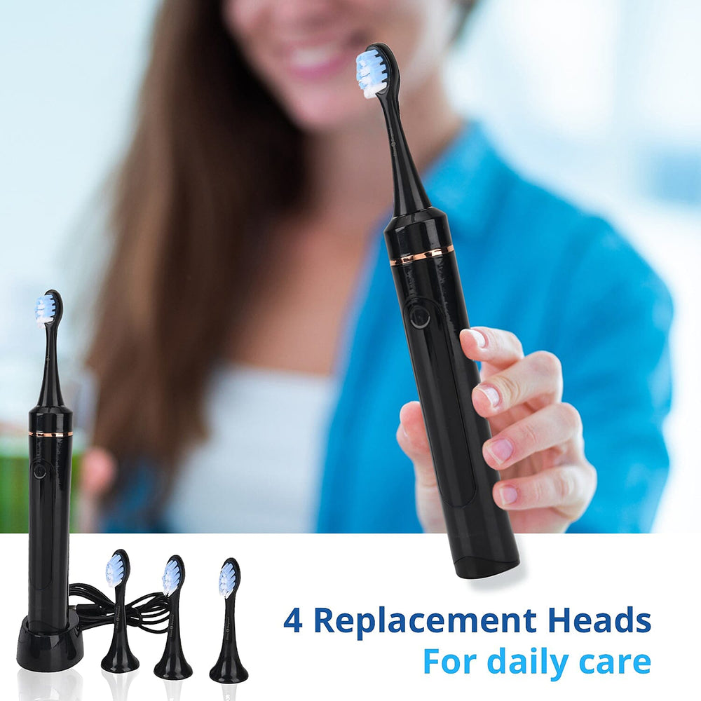 Bliss - Beyond LED Electric Rechargeable Sonic Toothbrush with 4 Brush Heads, 5 Cleaning Modes - IPX7 Waterproof - Black