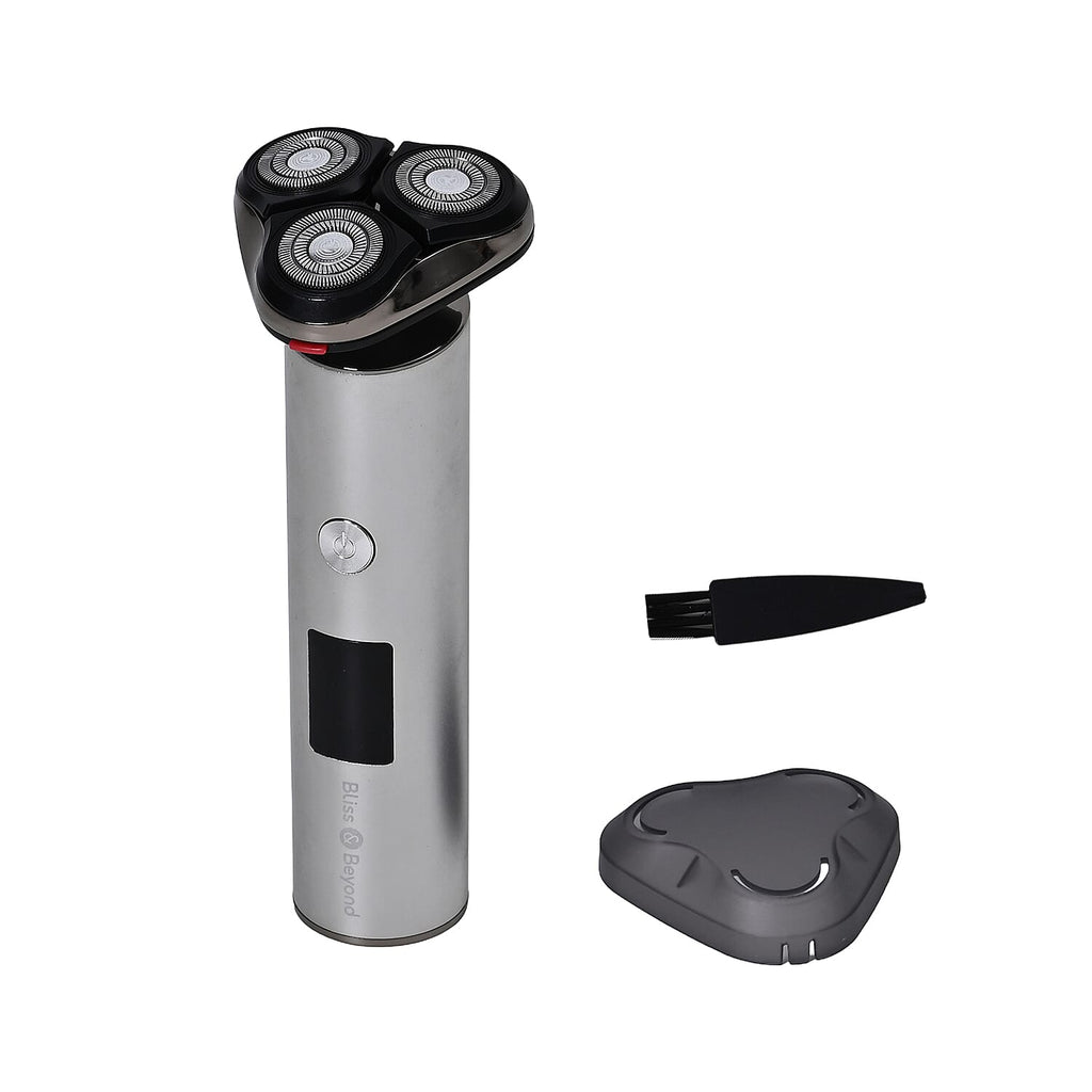 Bliss & Beyond Mens Metal Electric Shaver - IPX6 Waterproof, LED Display & Fast Charge - Black
