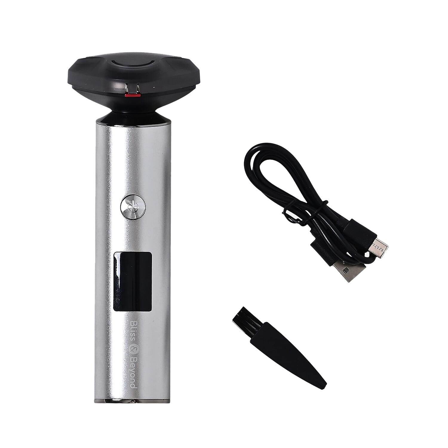 Bliss & Beyond Mens Metal Electric Shaver - IPX6 Waterproof, LED Display & Fast Charge - Black