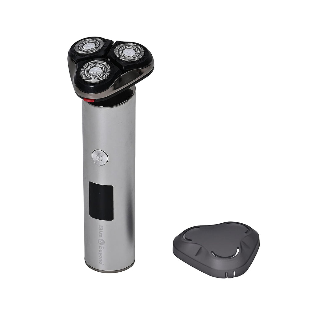 Bliss & Beyond Mens Metal Electric Shaver - IPX6 Waterproof, LED Display & Fast Charge - Black