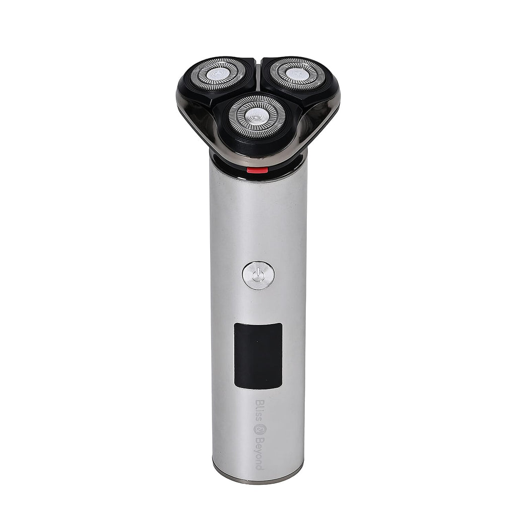 Bliss & Beyond Mens Metal Electric Shaver - IPX6 Waterproof, LED Display & Fast Charge - Black